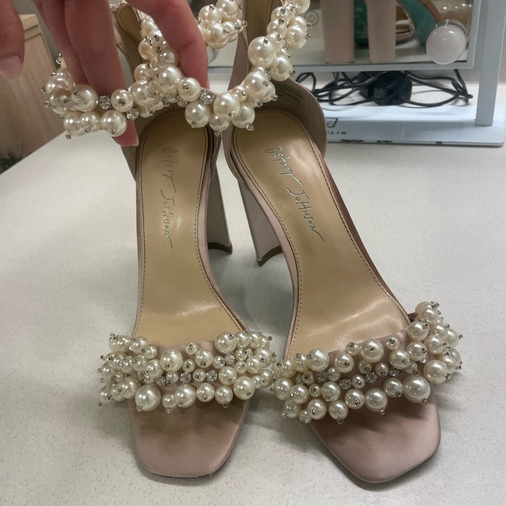 Betsey Johnson Pearl Embellished Pink Heels